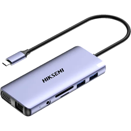 HUB Hiksemi DS11 USB-C a USBX4 HDMIX1 RJ45X1 VGAX1