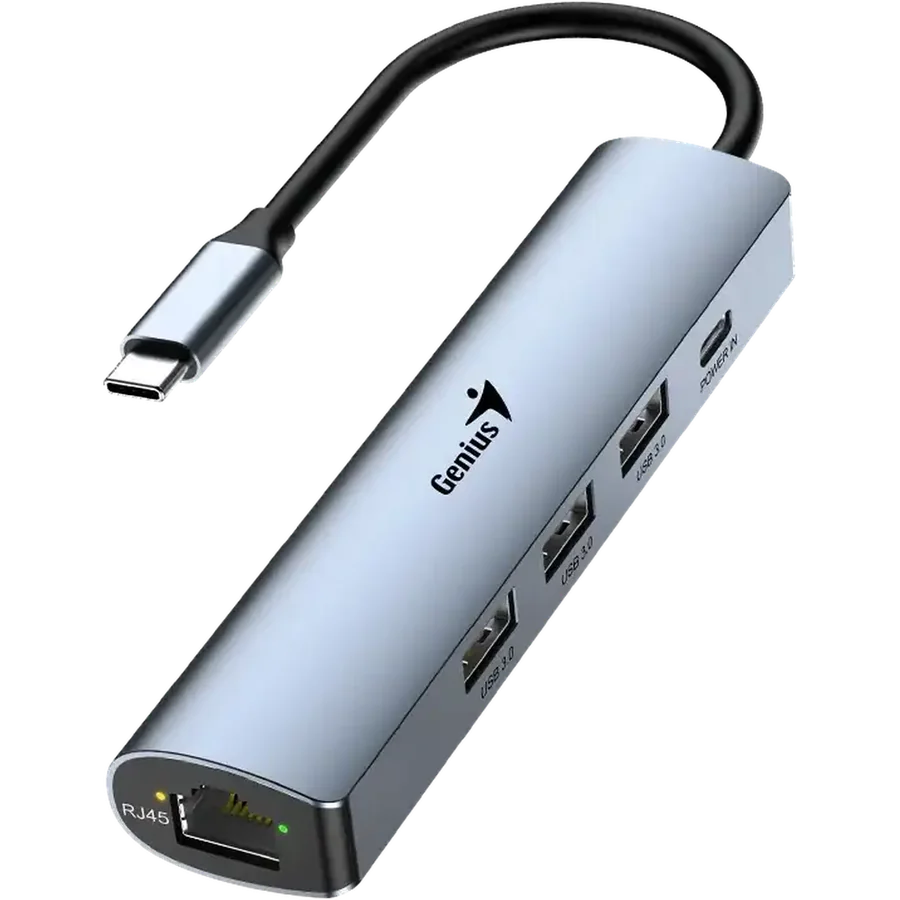 HUB Genius UH-545 USB-C a USB-CX1/USB-A X3/RJ45X1