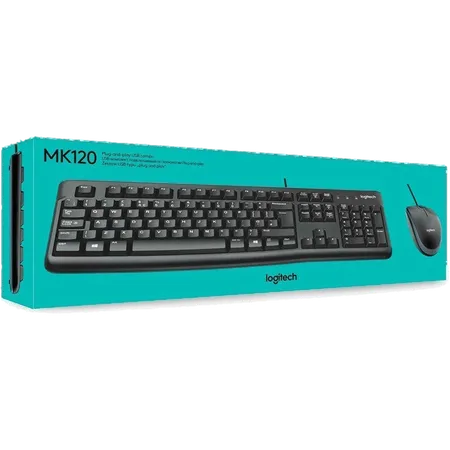 Combo teclado y mouse Logitech MK120 Black Latino