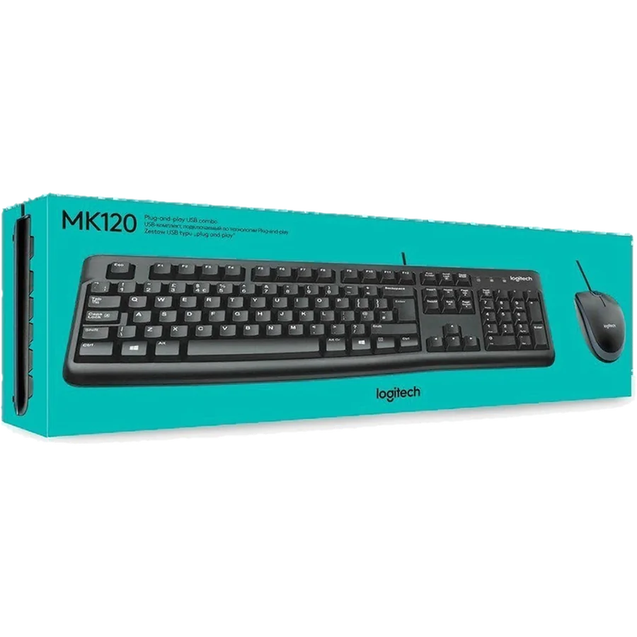 Combo teclado y mouse Logitech MK120 Black Latino