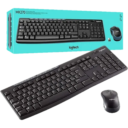 Combo teclado y mouse Logitech MK270 Black Latino