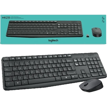 Combo teclado y mouse Logitech MK235 Black Latino