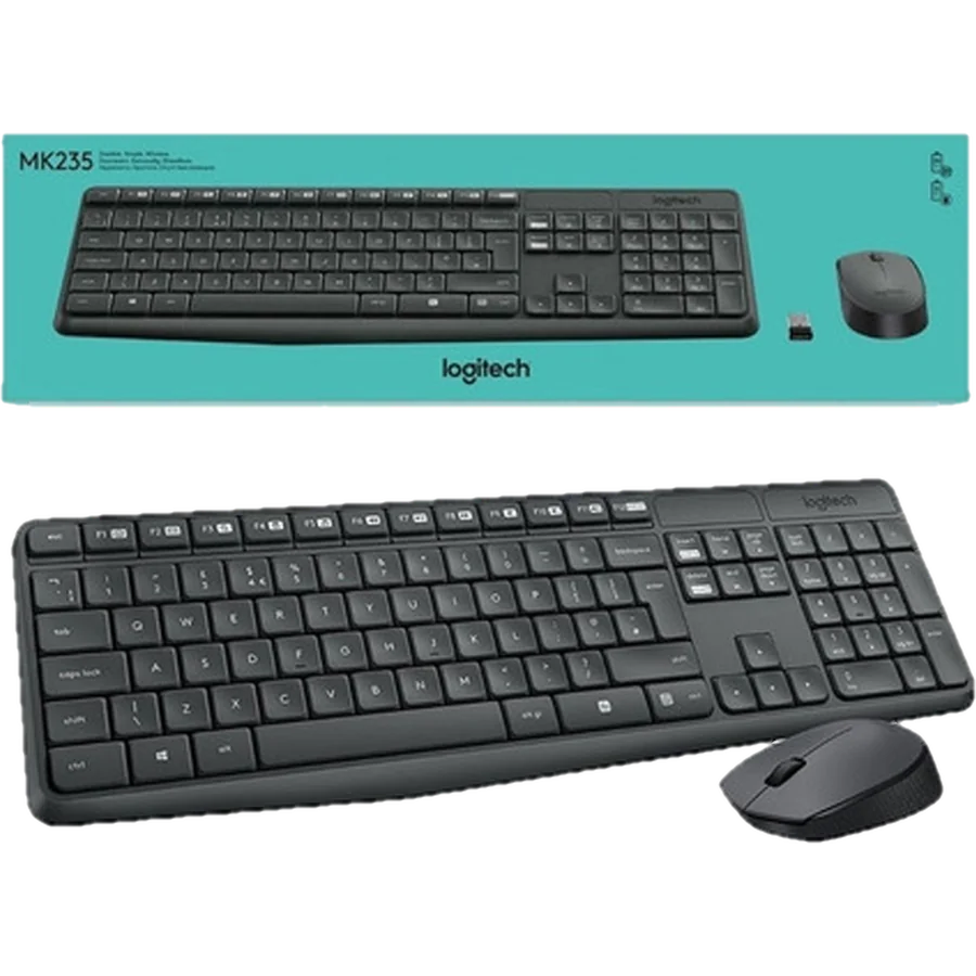 Combo teclado y mouse Logitech MK235 Black Latino