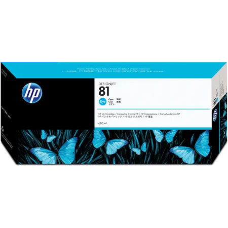 HP Cartucho de tinta 81 basada en colorantes cian de 680 ml