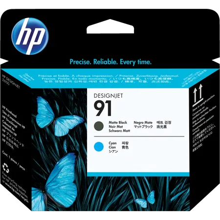 HP Cabezal de impresión 91 negro mate y cian