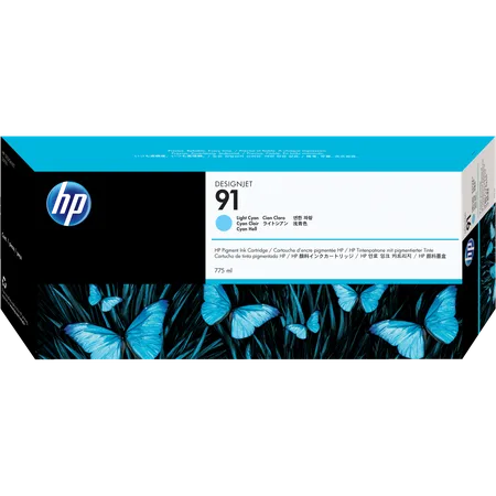 HP Cartucho de Tinta de pigmento DesignJet 91 cian claro de 775 ml