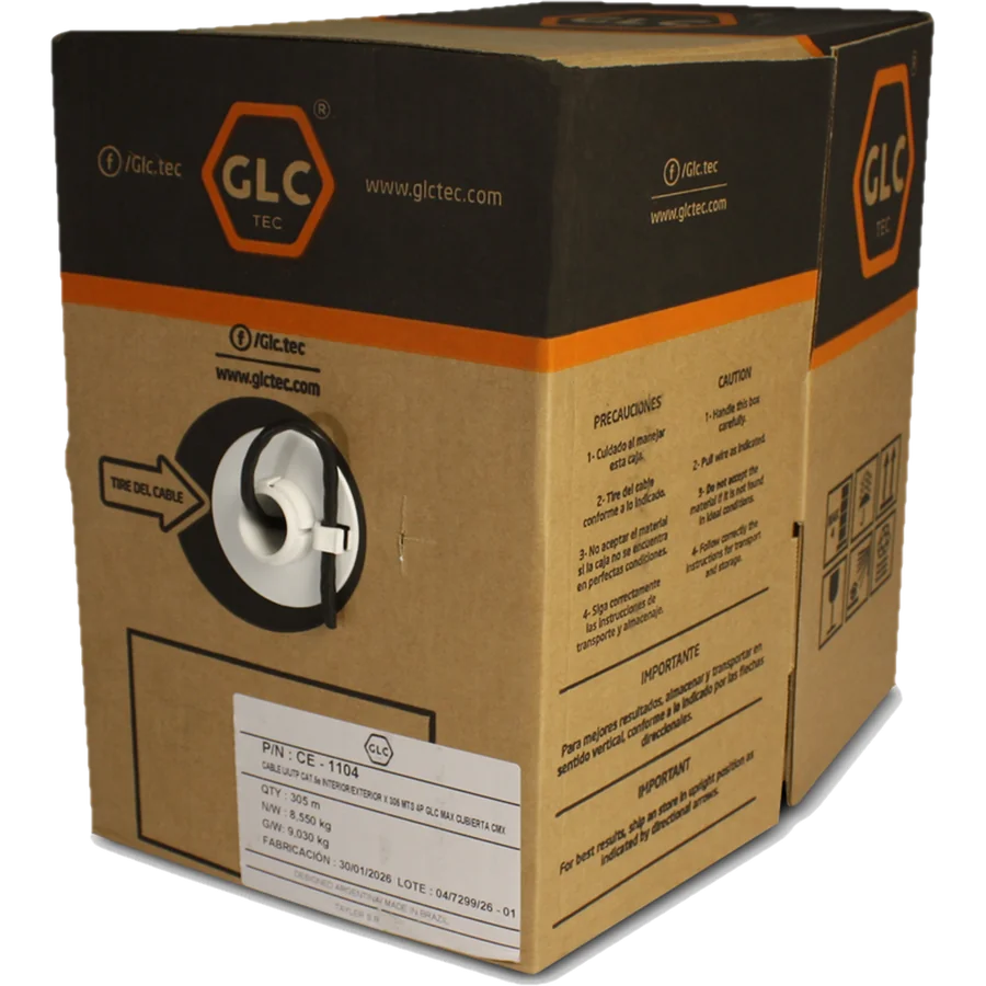 Cable UTP CAT.5E 305MTS GLC MAX INTER/EXT Negro
