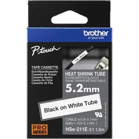 Brother HSE-211E cinta para impresora de etiquetas Negro sobre blanco