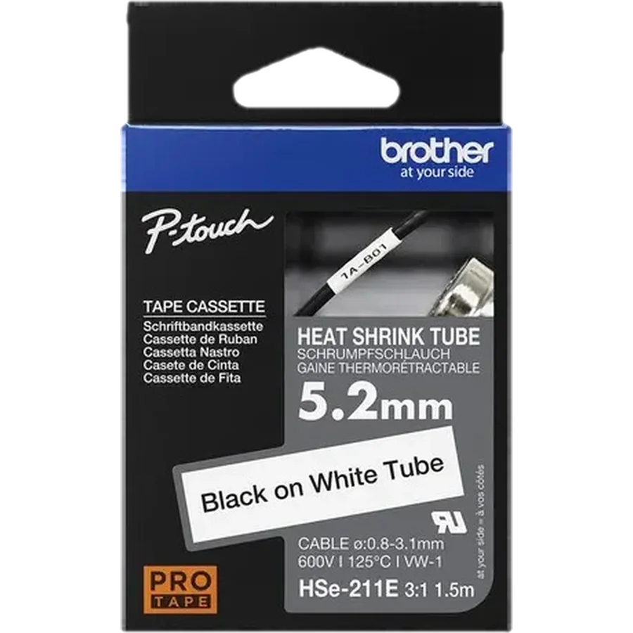 Brother HSE-211E cinta para impresora de etiquetas Negro sobre blanco