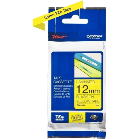 Brother TZE-631 cinta para impresora de etiquetas Negro sobre amarillo