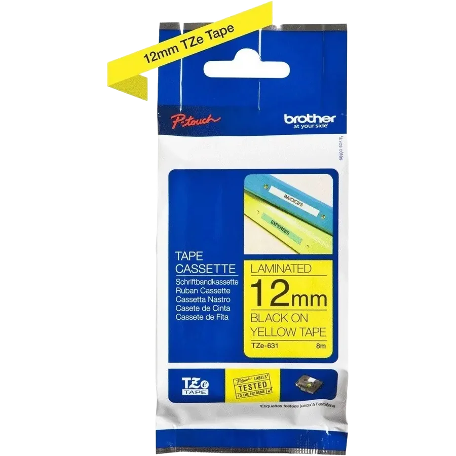 Brother TZE-631 cinta para impresora de etiquetas Negro sobre amarillo