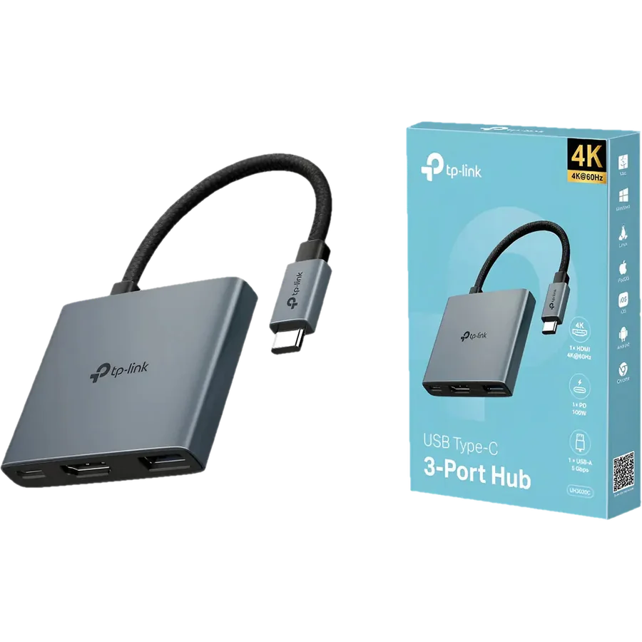 TP-Link UH3020C hub de interfaz USB Tipo C 5000 Mbit/s Gris