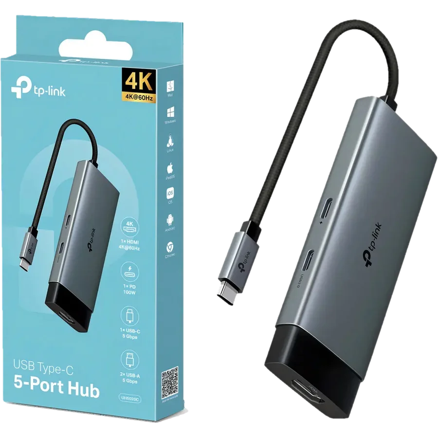 TP-Link UH5020C hub de interfaz USB Tipo C 5000 Mbit/s Gris